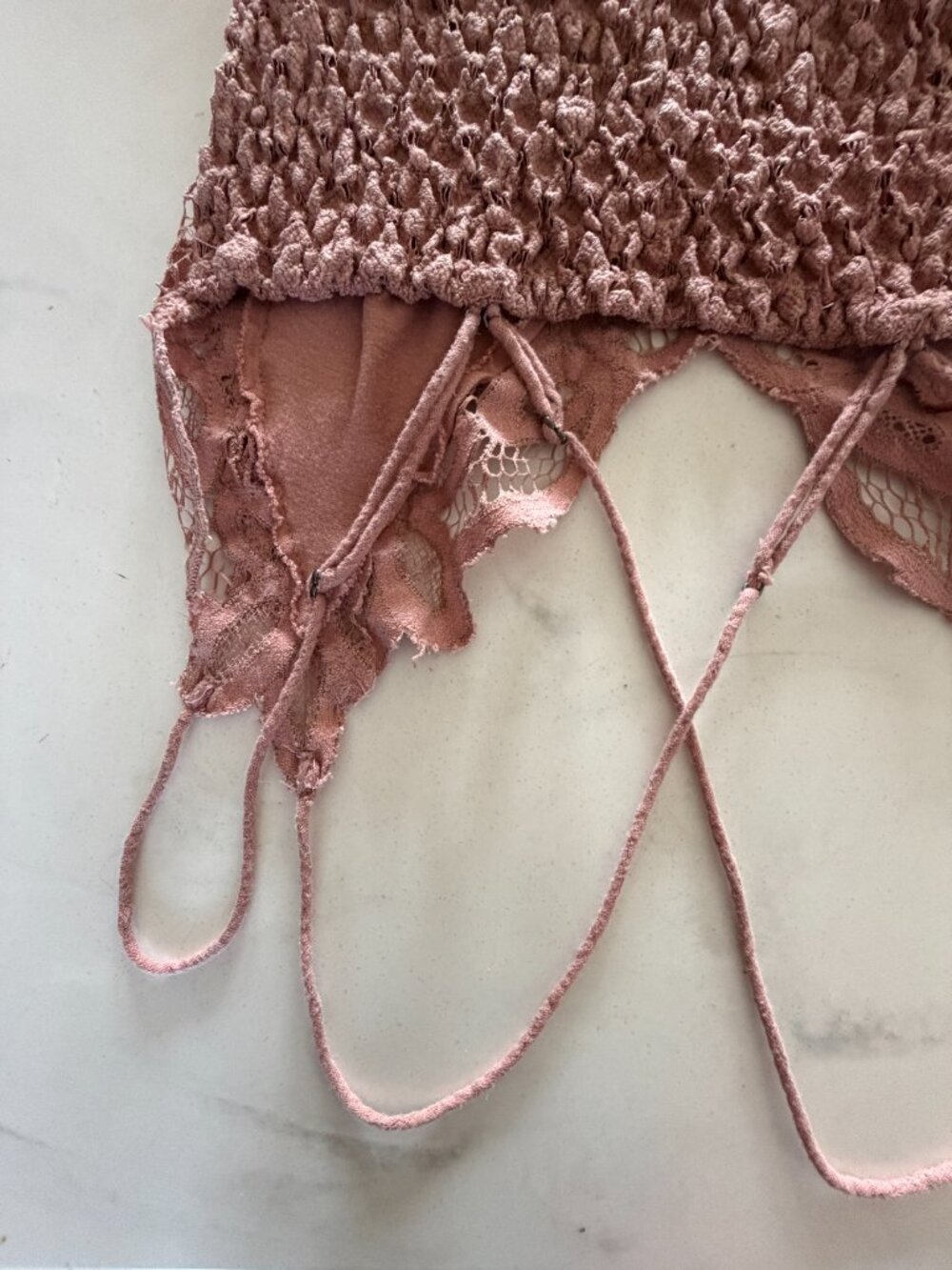 Free People Adella Slip Dress Mauve Pink Lace Boho Mini Dress Size M - Picture 13 of 16